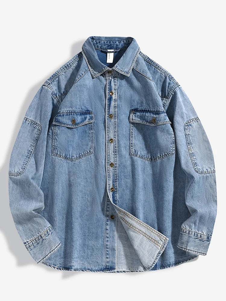 Vada – Men's Oversized Denim Shirt | Black & Blue Drop-Shoulder Button-Up