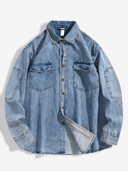 Vada – Men's Oversized Denim Shirt | Black & Blue Drop-Shoulder Button-Up