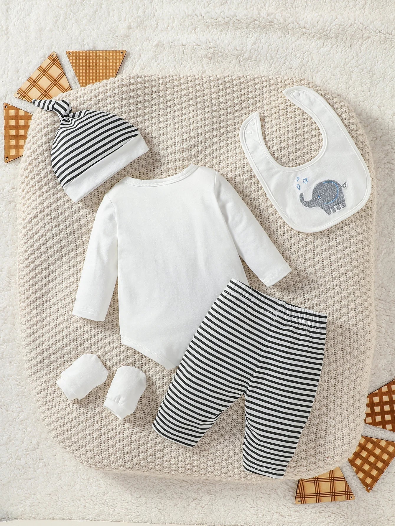 SnuggleTots - Cute Elephant Baby Outfit with Pants, Hat & Bib Set