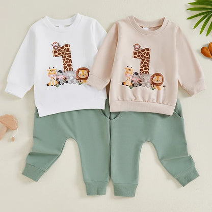 LULU & LEO - Conjunto de roupa de primeiro aniversário para bebé menino