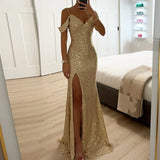 Sierra – Sparkling Off-Shoulder Evening Women's Dress
