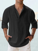 Luca - Casual Cotton Linen Men's Henley Shirt
