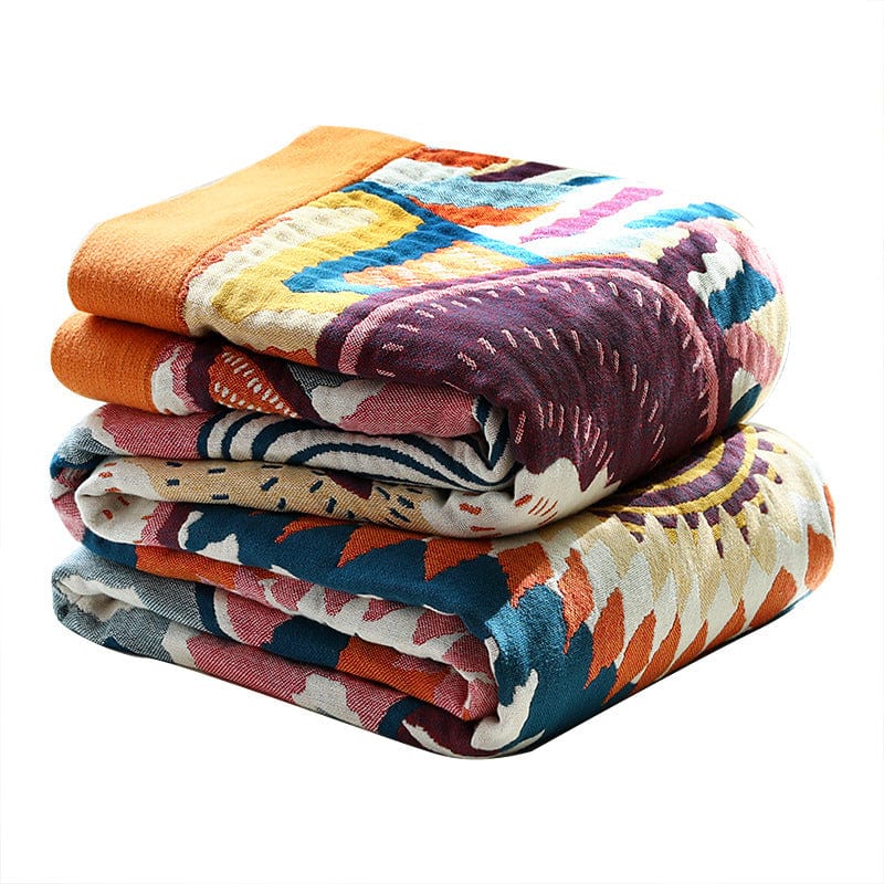 Boho Chic Cusco Blanket - 100% Cotton Reversible Throw with Geometric Patterns-5