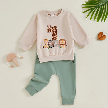 LULU & LEO - Conjunto de roupa de primeiro aniversário para bebé menino