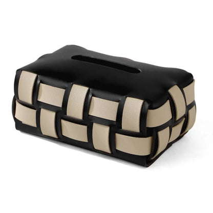 Variant image for Sorrento Vegan Leather Tissue Box Cover - Elegant Woven Design Holder-2