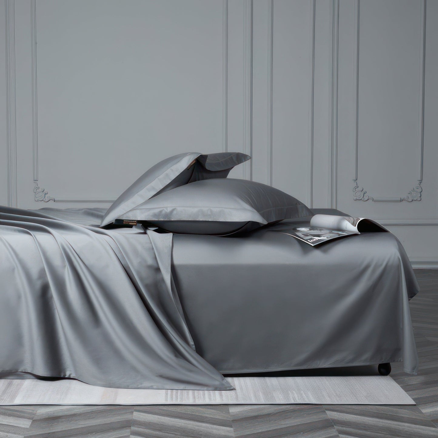 Luxe Grey Bedding Set - 100% Egyptian Cotton, 1000 Thread Count Duvet Covers-2