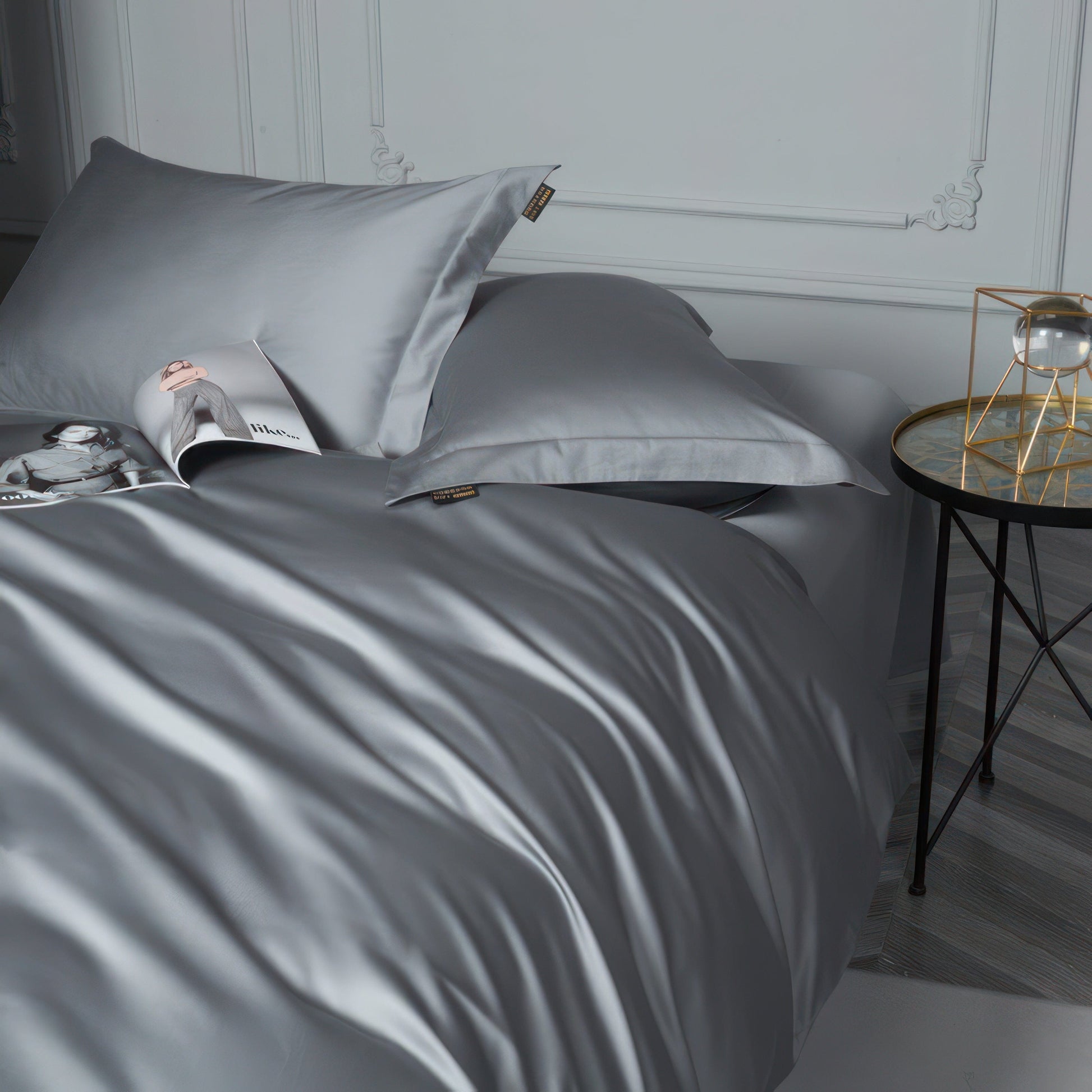 Luxe Grey Bedding Set - 100% Egyptian Cotton, 1000 Thread Count Duvet Covers-4