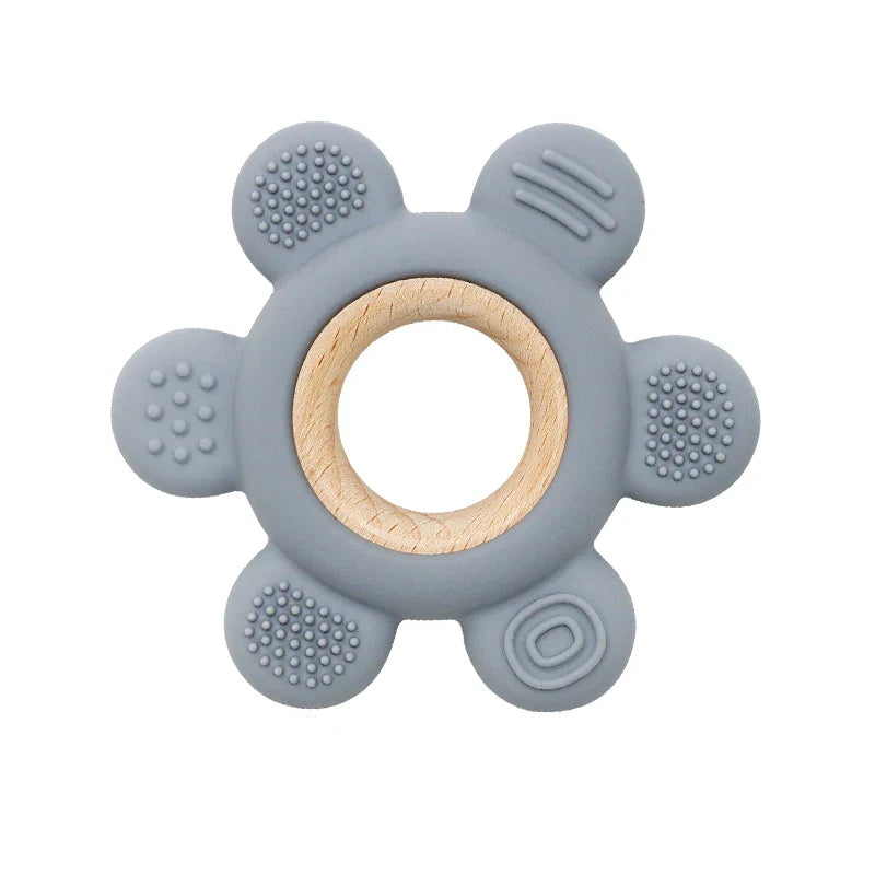 CHEWIEBUD - Silicone & Wooden Baby Teether Ring