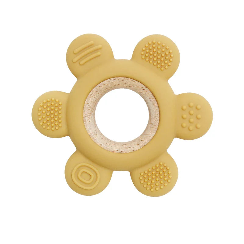 CHEWIEBUD - Silicone & Wooden Baby Teether Ring