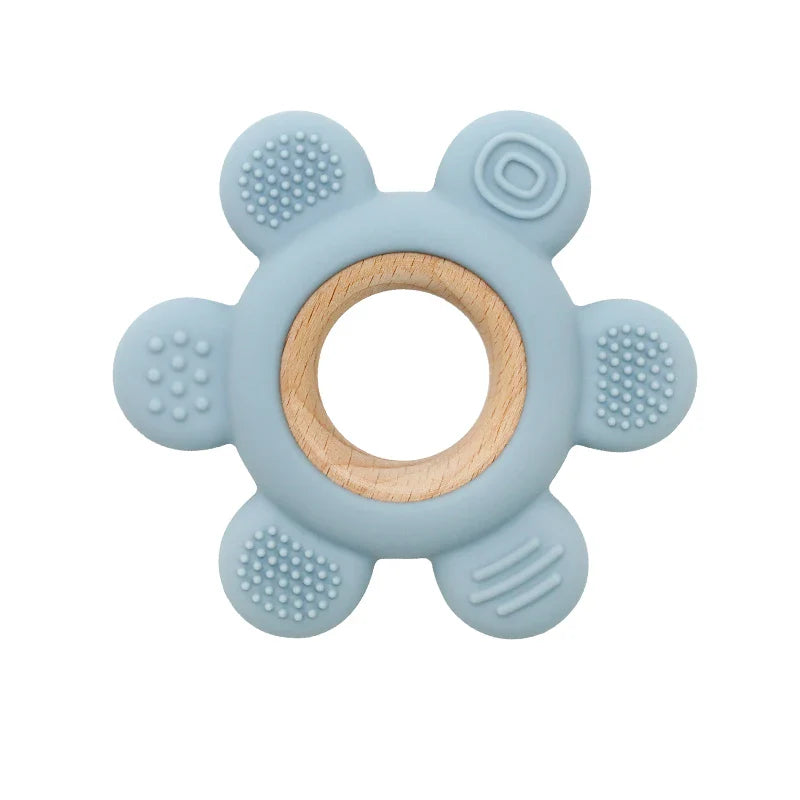 CHEWIEBUD - Silicone & Wooden Baby Teether Ring