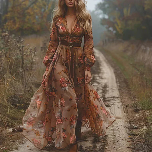 Selena - Boho Floral Women's Maxi Dress