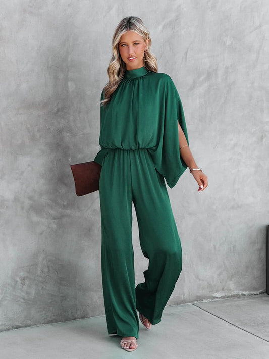 Elowen - Women's Chic Green Jumpsuit with Trendy Collar