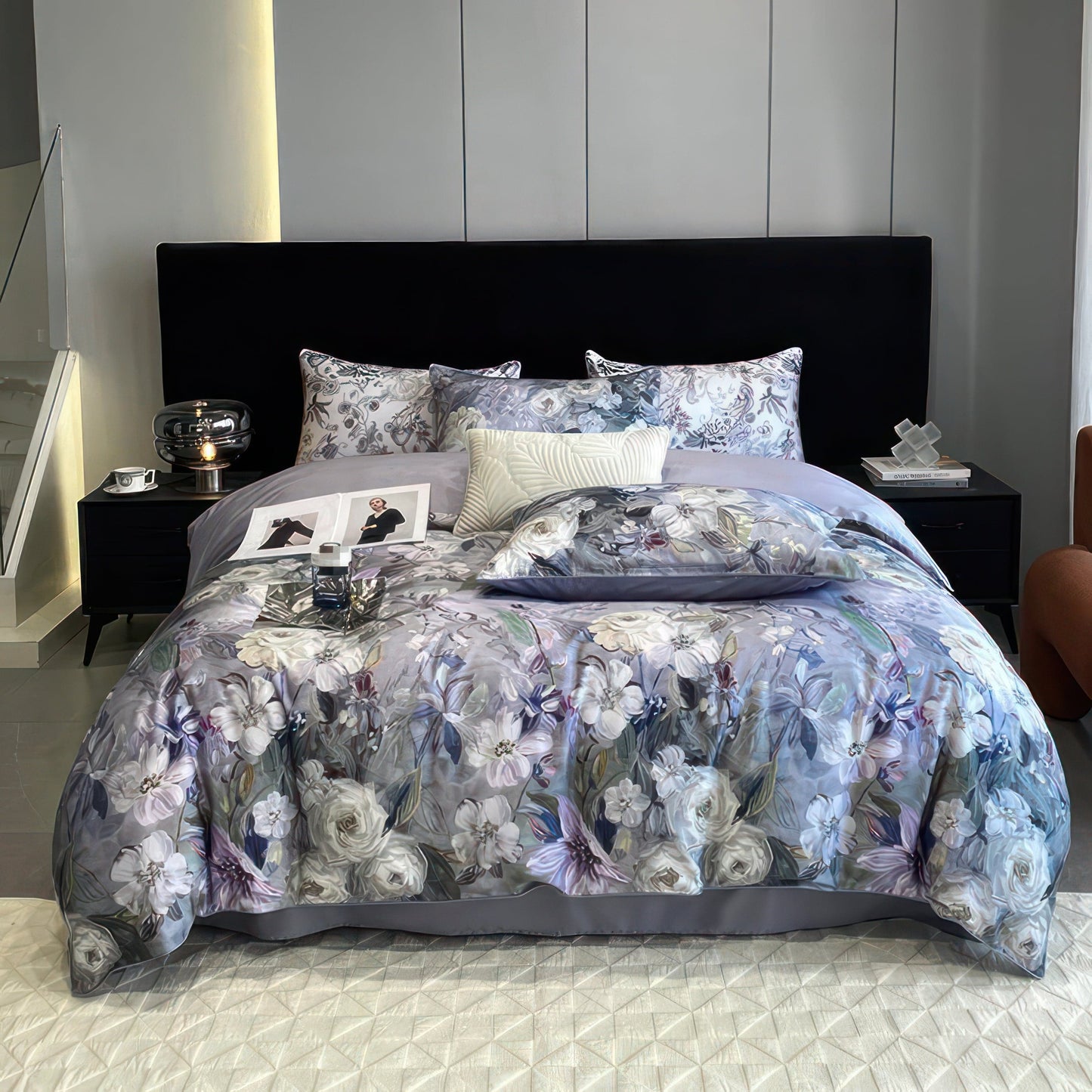 Variant image for Elegant Floral Duvet Cover Set - Luxurious Egyptian Cotton, King Size-1