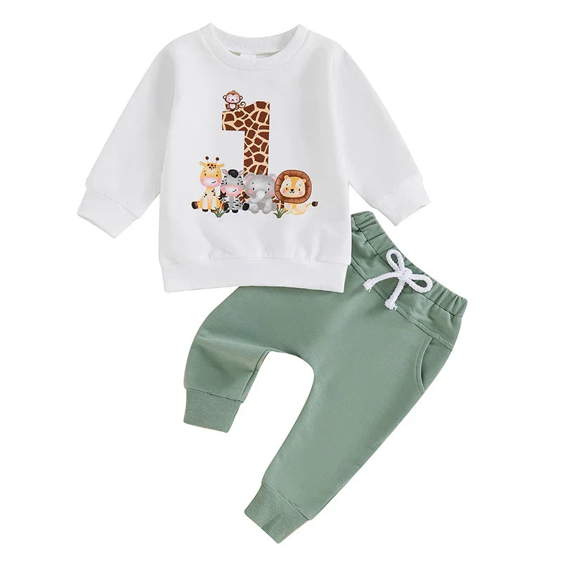 LULU & LEO - Conjunto de roupa de primeiro aniversário para bebé menino