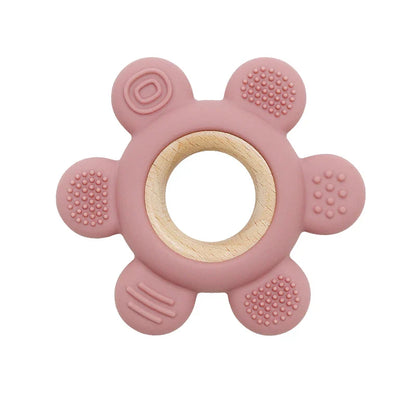 CHEWIEBUD - Silicone & Wooden Baby Teether Ring