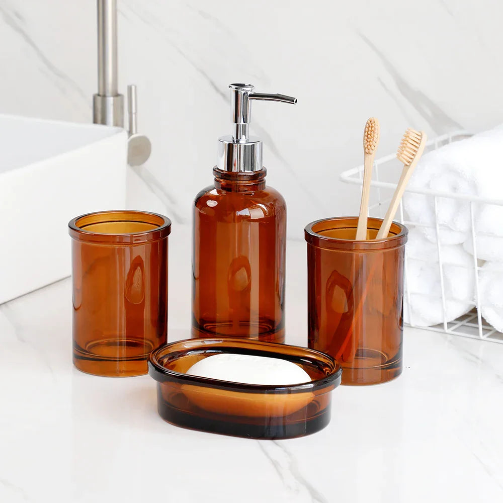 Apothecary Luxe - 4-Piece Elegant Bathroom Accessories Set for Timeless Style-4