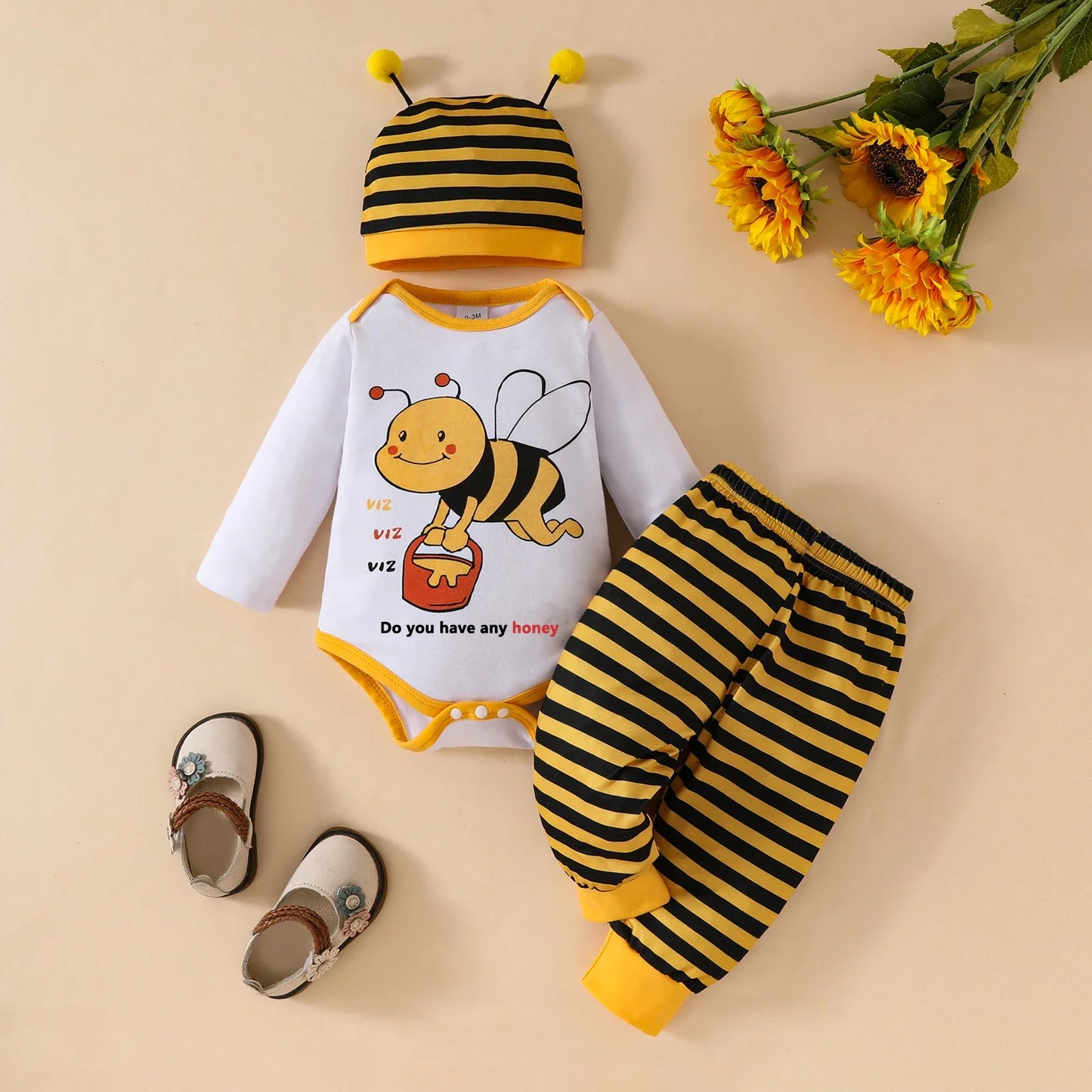 BuzzBaby - Adorable Bumble Bee Baby Bodysuit & Pants