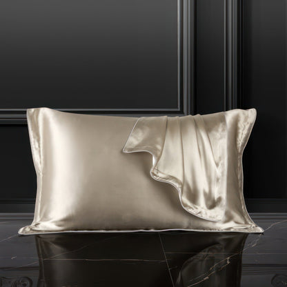 Luxurious Silk Pillowcase for Hair and Skin Care - Best Silk Pillow Case, Smooth Tencel Underside, Elegant Beige-3