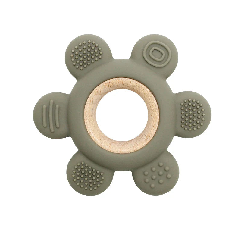 CHEWIEBUD - Silicone & Wooden Baby Teether Ring