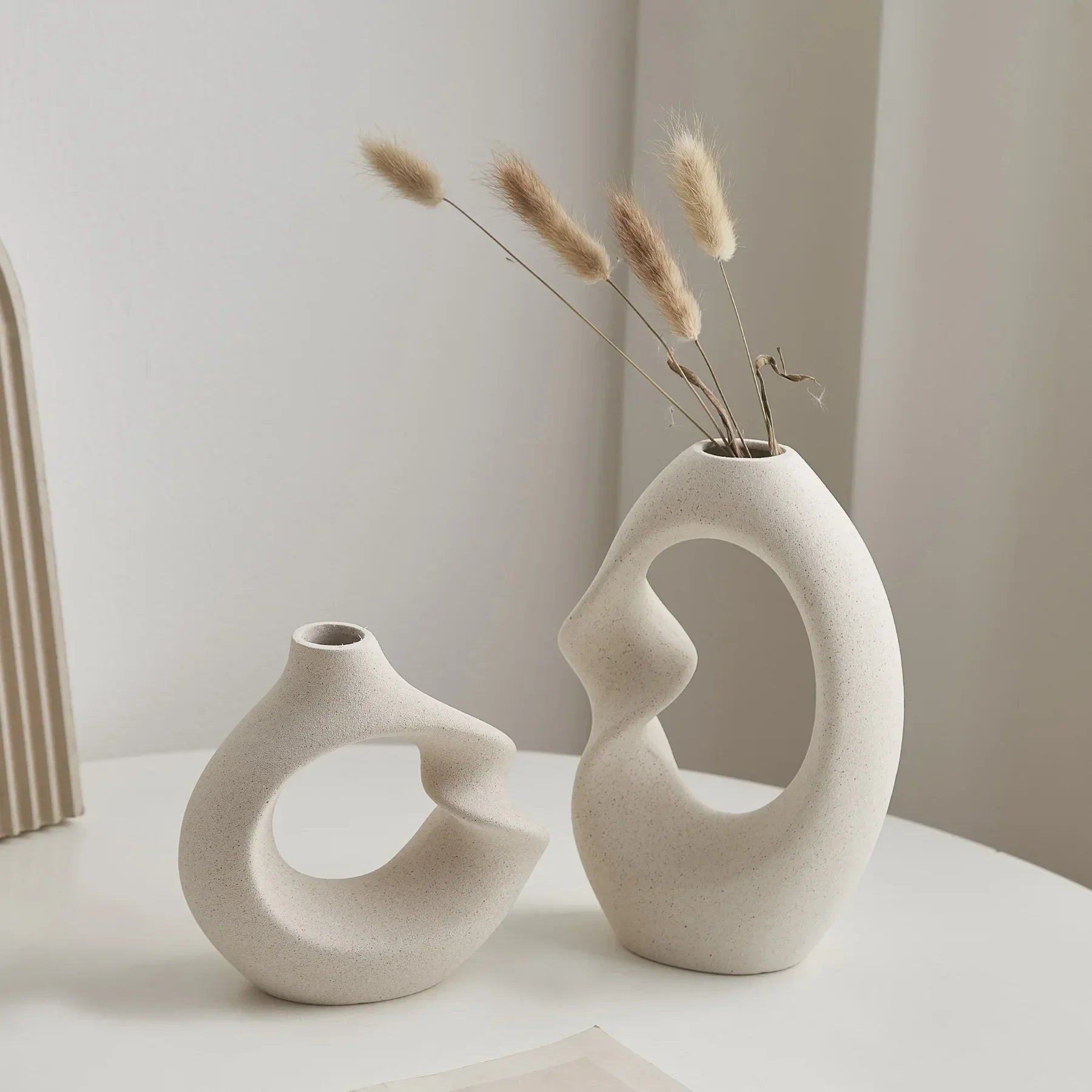 Ceramic Flower Vase Set - Sculptural Abstract Design for Modern Decor-4