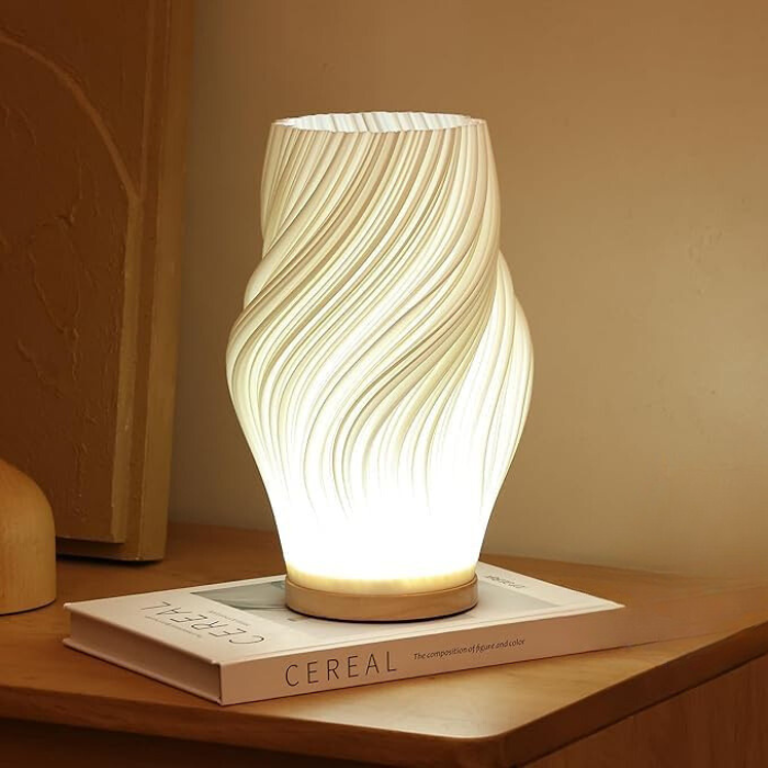Modern Swirl LED Table Lamp - Unique Design for Cozy Bedside or Desk Use-3