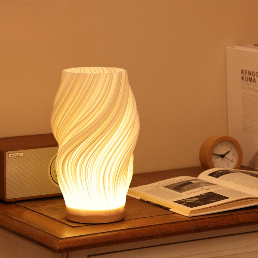 Modern Swirl LED Table Lamp - Unique Design for Cozy Bedside or Desk Use-4