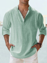 Luca - Casual Cotton Linen Men's Henley Shirt