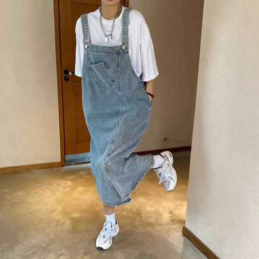 Stylish Denim Summer Dress for Women - Casual Sleeveless Overall Design-1