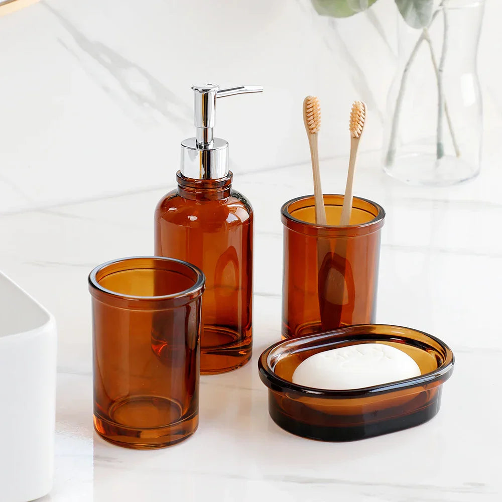 Apothecary Luxe - 4-Piece Elegant Bathroom Accessories Set for Timeless Style-2