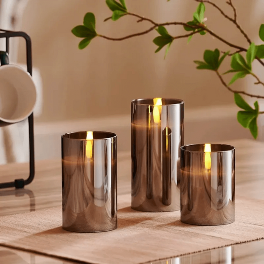 LumaGlow - Set of 3 LED Marble Effect Candles