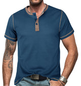 Slim Fit Cotton Henley Shirt for Men – Short Sleeve Casual Wear, Comfortable Fiber Blend, Versatile Style 3