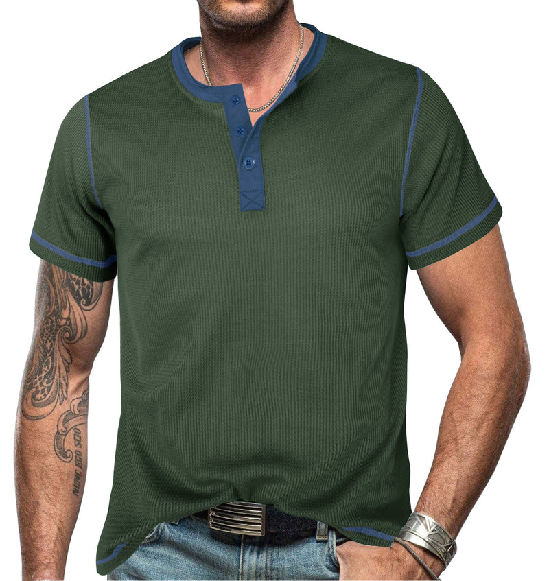 Slim Fit Cotton Henley Shirt for Men – Short Sleeve Casual Wear, Comfortable Fiber Blend, Versatile Style 4