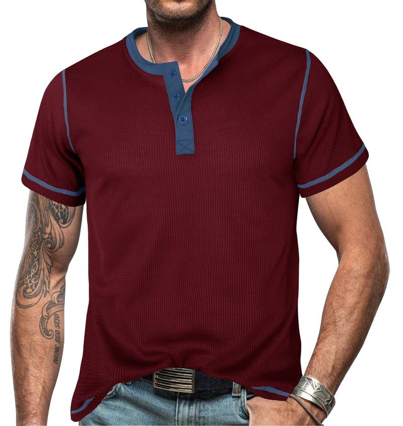 Slim Fit Cotton Henley Shirt for Men – Short Sleeve Casual Wear, Comfortable Fiber Blend, Versatile Style 6
