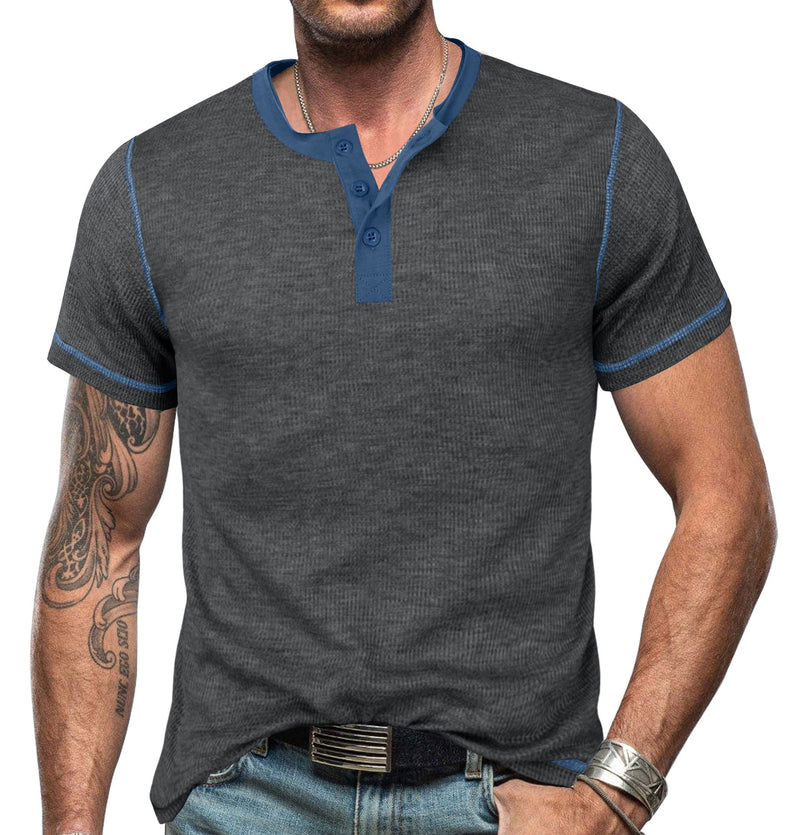 Slim Fit Cotton Henley Shirt for Men – Short Sleeve Casual Wear, Comfortable Fiber Blend, Versatile Style 9