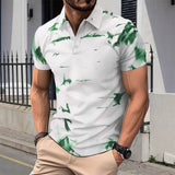 Slim Fit Men's Polo Shirt with Abstract Pattern – Short Sleeve Cotton Casual Wear 2