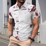 Slim Fit Men's Polo Shirt with Abstract Pattern – Short Sleeve Cotton Casual Wear 3