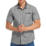 Slim Fit Men's Short-Sleeve Shirt with Check Collar – Comfortable Cotton Blend Casual Wear 1