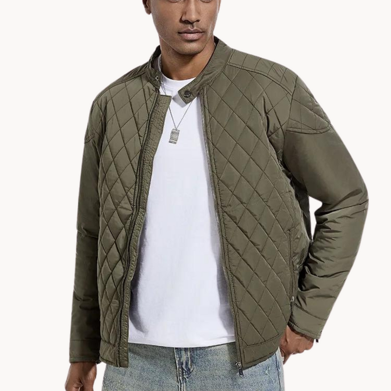 Dario – Men’s Quilted Jacket with Diamond Stitch Design