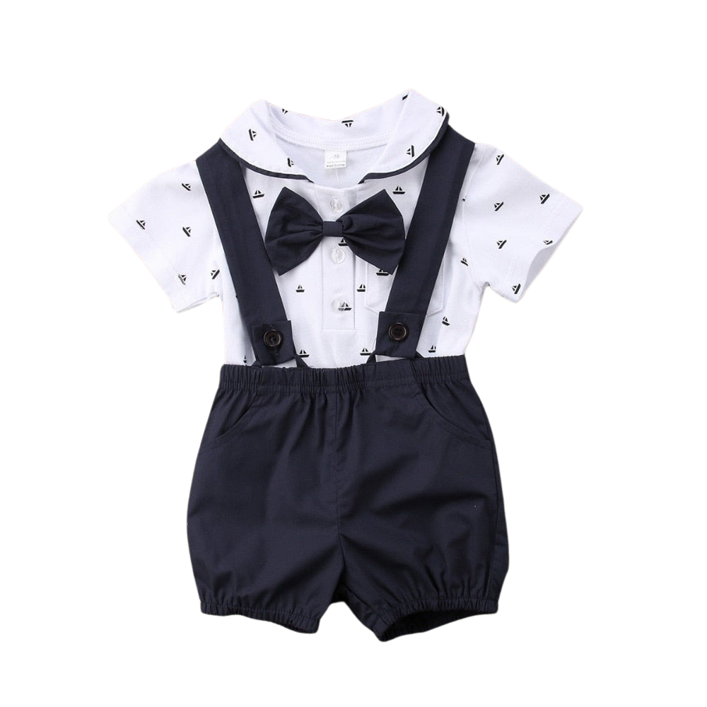 CuddleCare - Stylish Baby Boy Romper with Dickie Bow