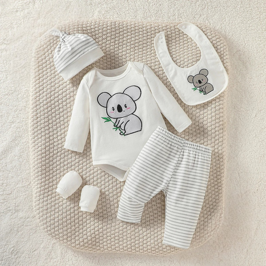 SnuggleTots - Cute Elephant Baby Outfit with Pants, Hat & Bib Set