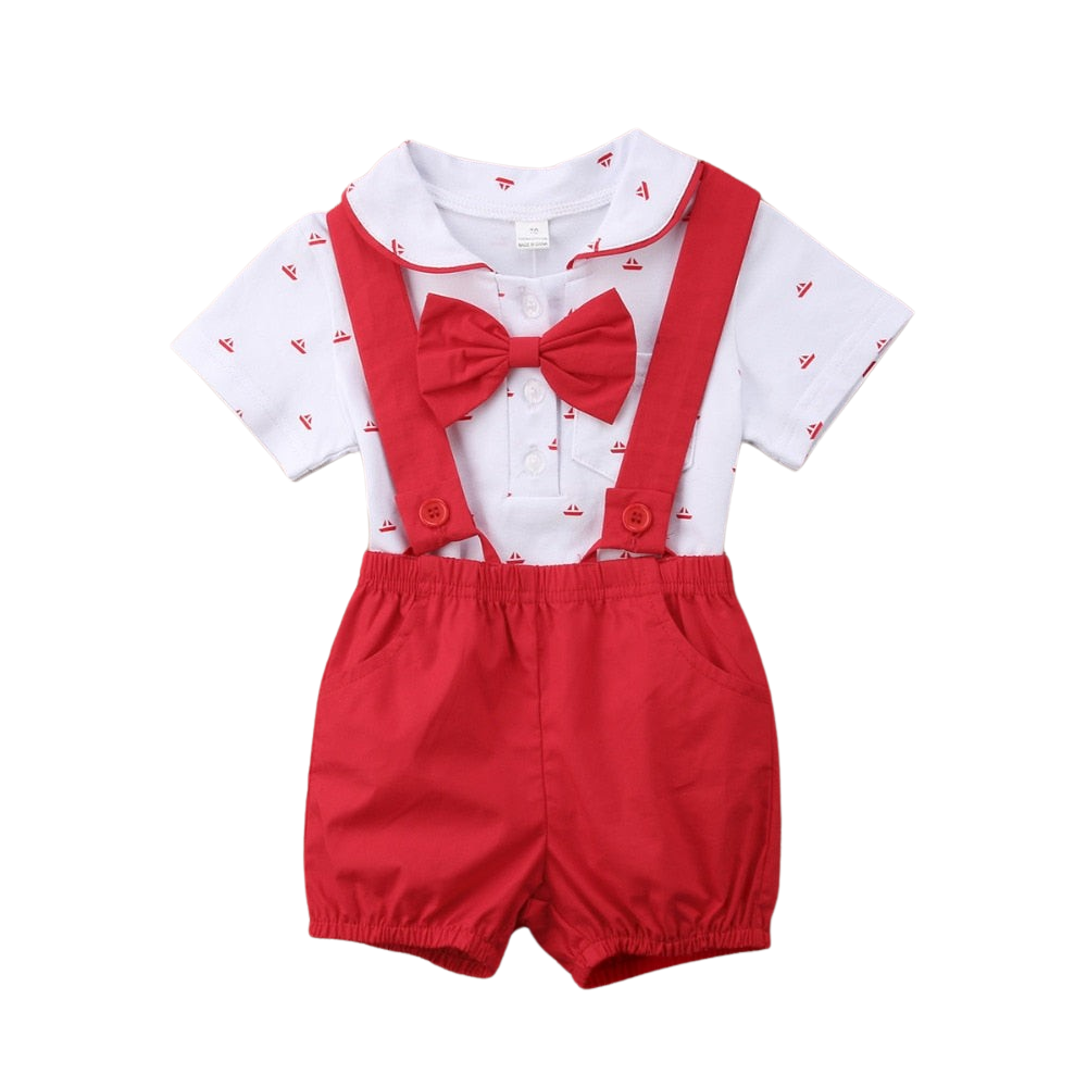 CuddleCare - Stylish Baby Boy Romper with Dickie Bow