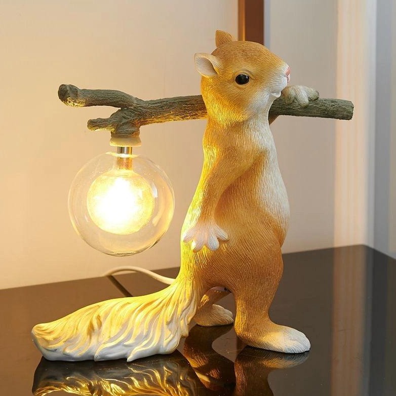 Charming Squirrel Table Lamp - Whimsical Design for Bedroom & Living Room-2