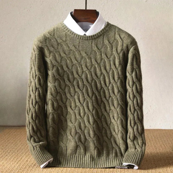 Elias – Men's Cable Knit Wool Sweater