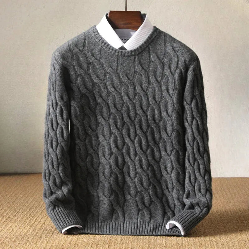 Elias – Men's Cable Knit Wool Sweater