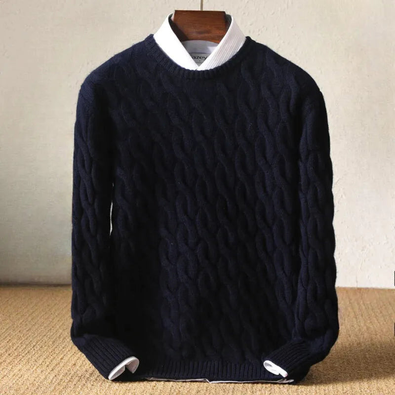 Elias – Men's Cable Knit Wool Sweater