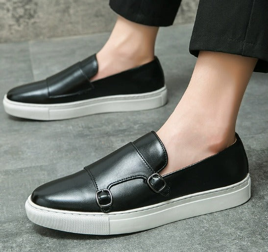 Stylish Men's Leather Double Monk Strap Loafers