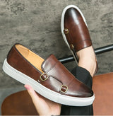 Stylish Men's Leather Double Monk Strap Loafers