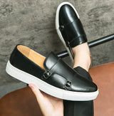 Stylish Men's Leather Double Monk Strap Loafers