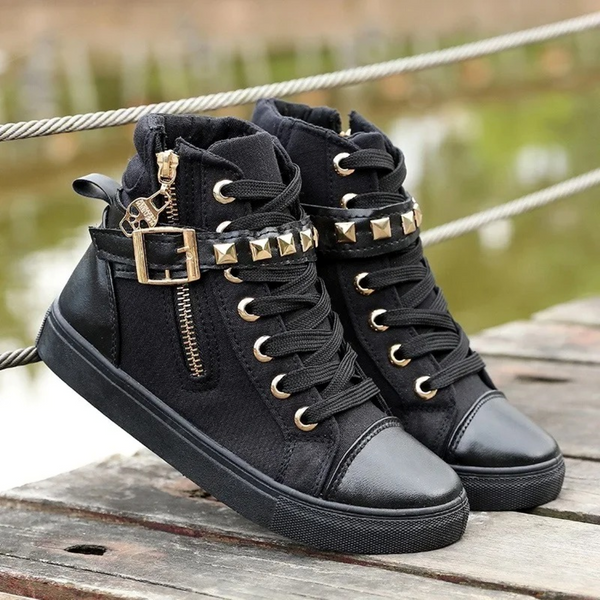 White high leather sneakers with zipper for women - AVA 1