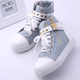 White high leather sneakers with zipper for women - AVA 2
